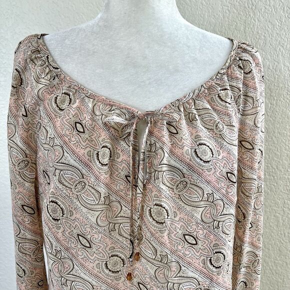 Ann Taylor Loft Light Pink Floral Blouse Shirt Women Size 10 Paisley Print Sheer - Picture 2 of 12